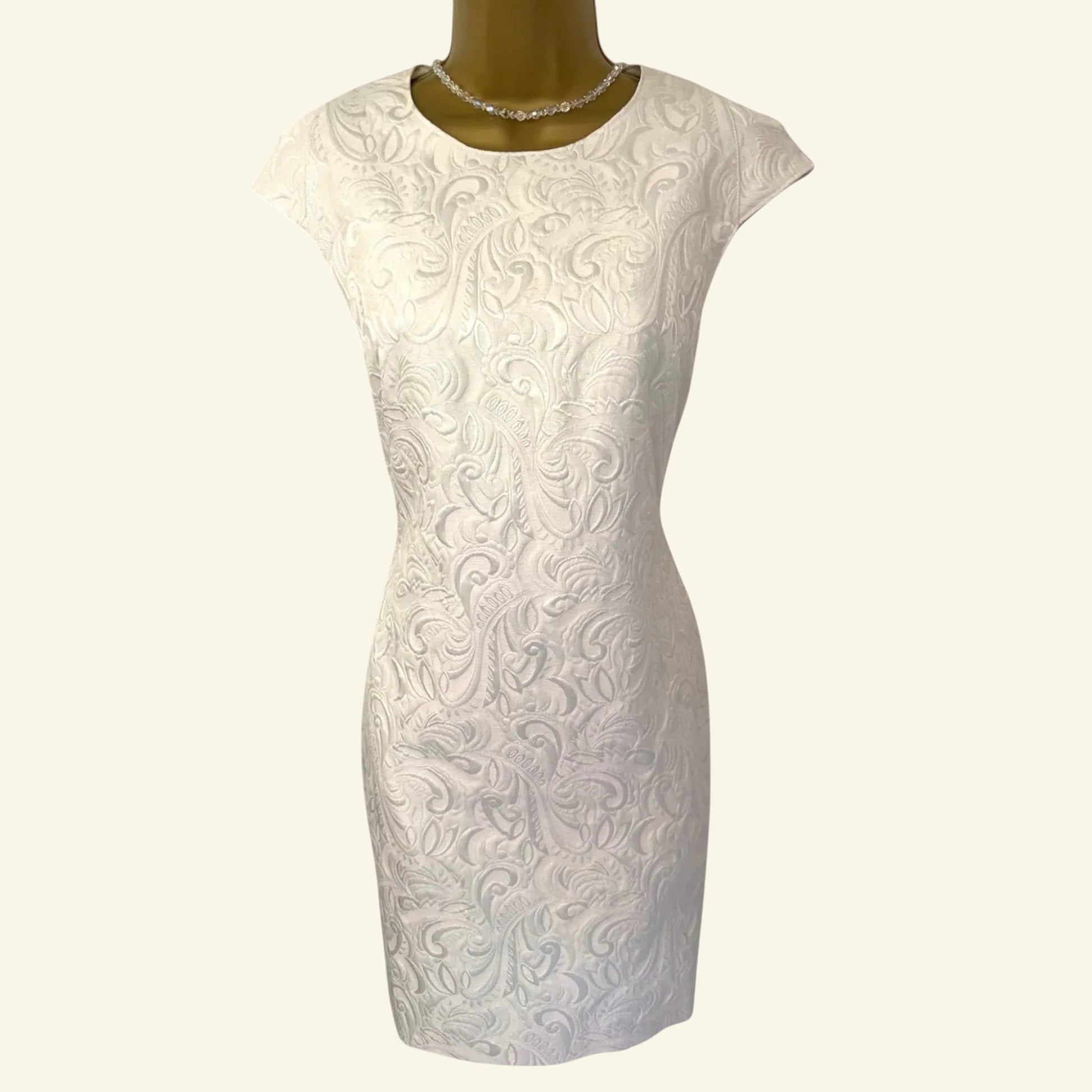Ted Baker Cream Jacquard Shift Dress UK 8 US 4 EU 36 - Timelessfashions