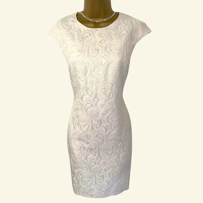 Ted Baker Cream Jacquard Shift Dress UK 8 US 4 EU 36 - Timelessfashions