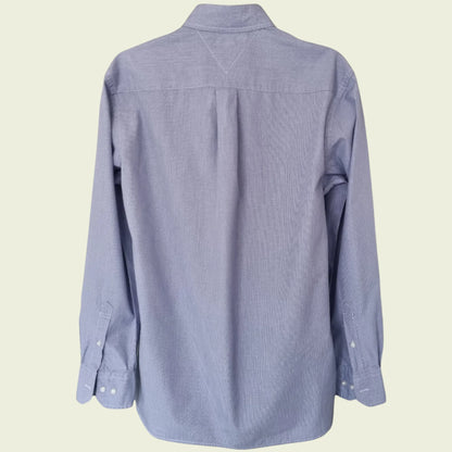 Tommy Hilfiger Men's Blue Check Long Sleeve Oxford Shirt 16 ½ - Timelessfashions