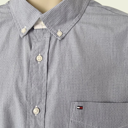 Tommy Hilfiger Men's Blue Check Long Sleeve Oxford Shirt 16 ½ - Timelessfashions