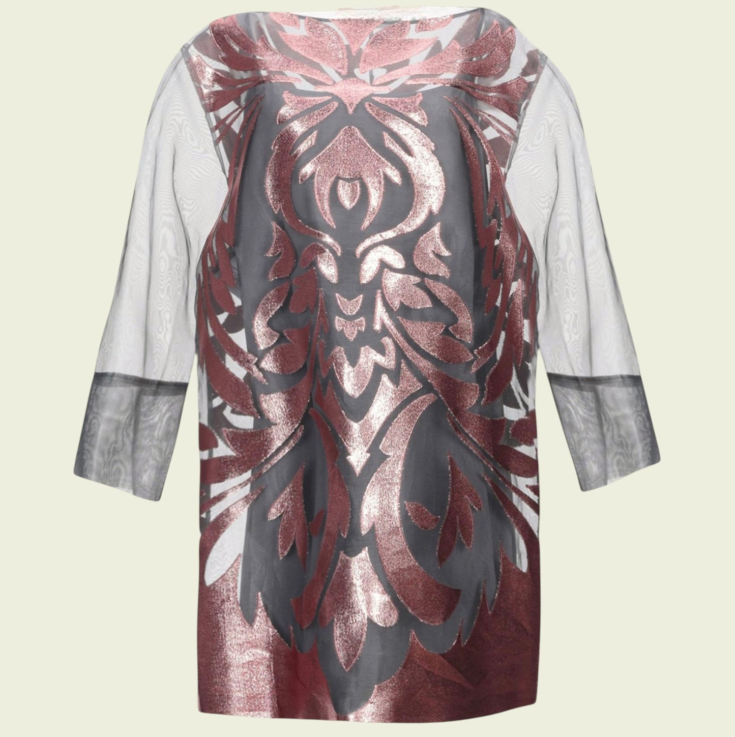 Dress with a patterned design on a beige background