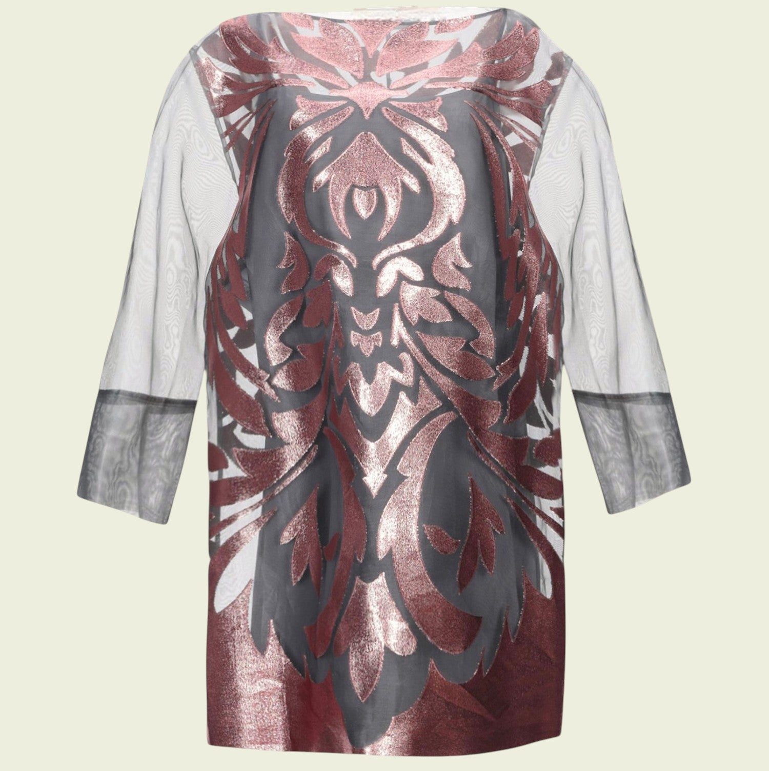 Dress with a patterned design on a beige background