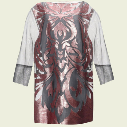 Dress with a patterned design on a beige background