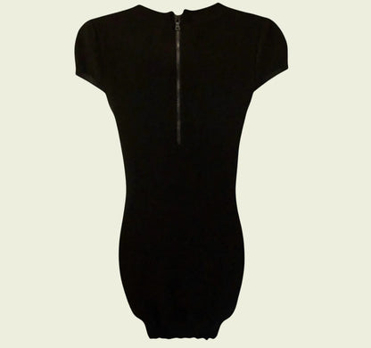 Alice + Olivia Employed Black Merino Wool Knit Dress UK 6 US 2 EU 34 - Timelessfashions