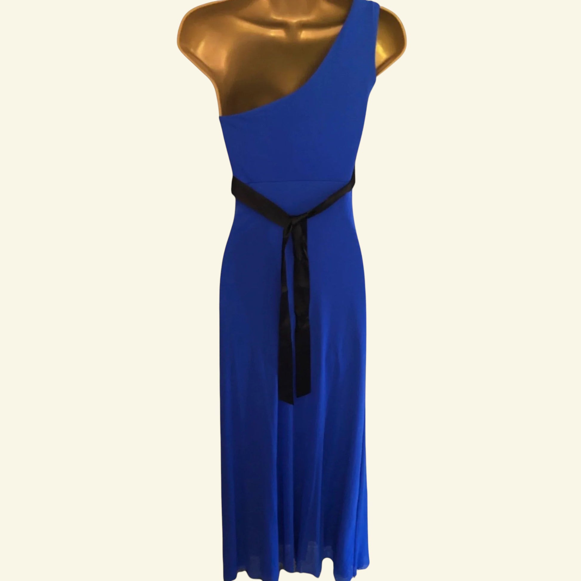 Jane Norman Azure Blue One Shoulder Maxi Dress UK 10 US 6 EU 38 - Timelessfashions