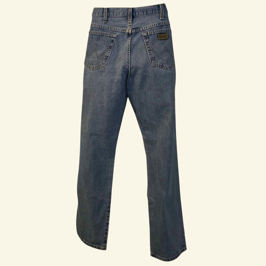 Wrangler Men's Blue Denim Jeans Straight Leg W38 L32 - Timelessfashions