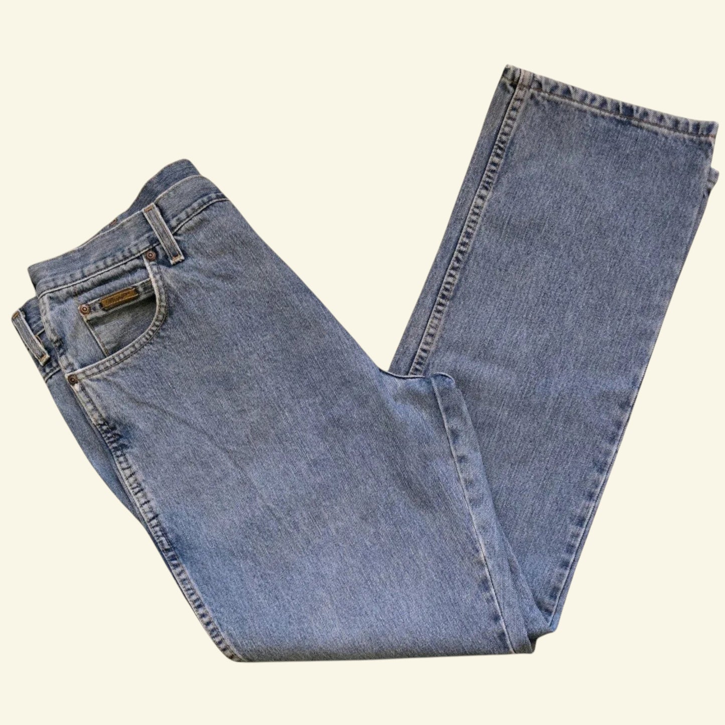 Wrangler Men's Blue Denim Jeans Straight Leg W38 L32 - Timelessfashions