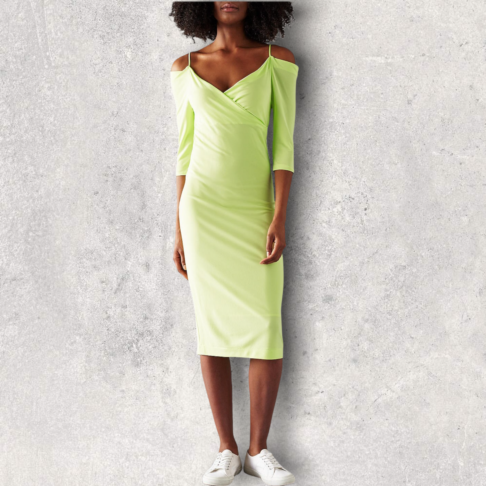 St Studio Womens Lime Off Shoulder Strap Dress Size M UK 8 US 4 EU 36 RRP £99 Timeless Fashions