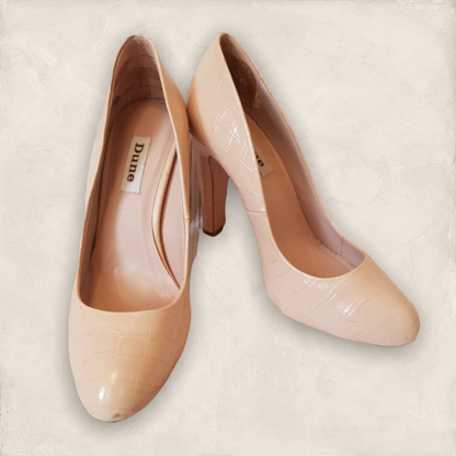 Dune Nude Leather Court Shoes UK 6 US 8 EU 39.5 Timeless Fashions