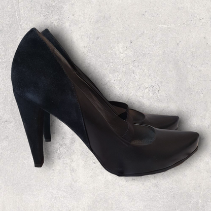 By Malene Birger Black Leather & Suede Court Shoes UK 6 EU 39 Timeless Fashions