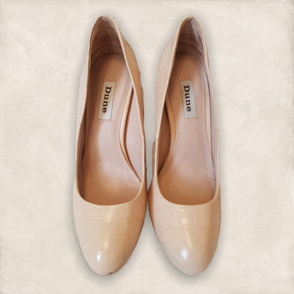 Dune Nude Leather Court Shoes UK 6 US 8 EU 39.5 Timeless Fashions