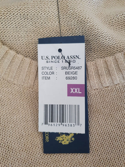 U.S Polo Association Beige Mens Crew Neck Sweater Size XXL Timeless Fashions