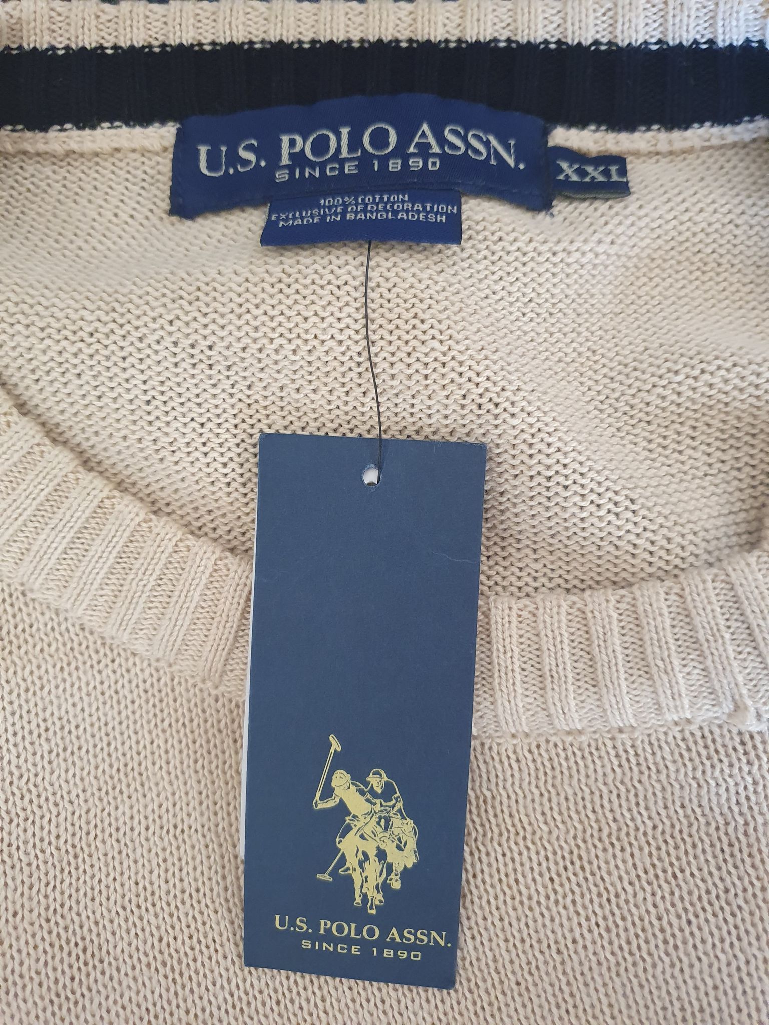 U.S Polo Association Beige Mens Crew Neck Sweater Size XXL Timeless Fashions