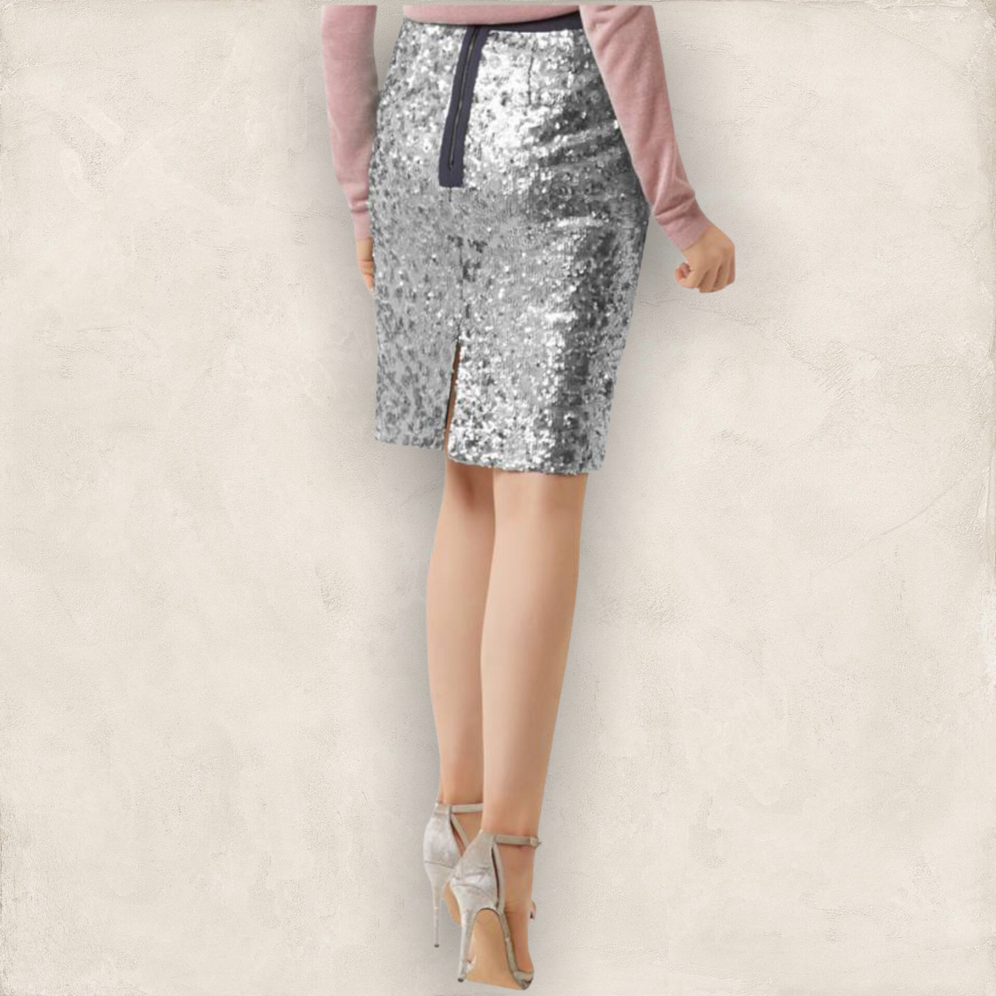 Fenn Wright Manson Caroline Skirt, Silver/Grey Sequin UK 18 US 14 EU 46 BNWT Timeless Fashions