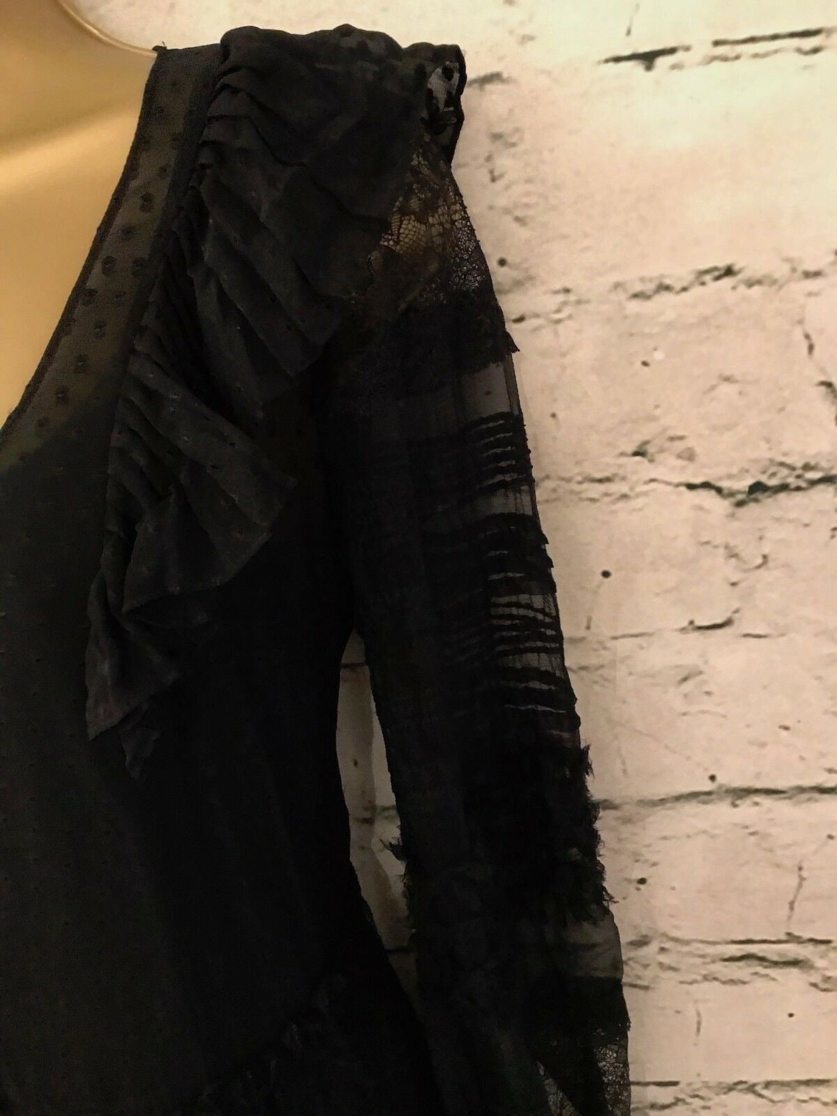 Derek Lam Black Long Sleeve Silk & Lace Dress UK 10 US 6 EU 38 Timeless Fashions