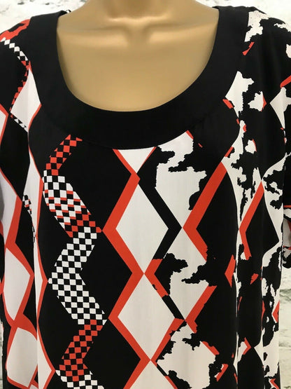 Planet Orange, Black & Ivory Pure Silk Tunic Dress UK 10 US 6 EU 38 Timeless Fashions