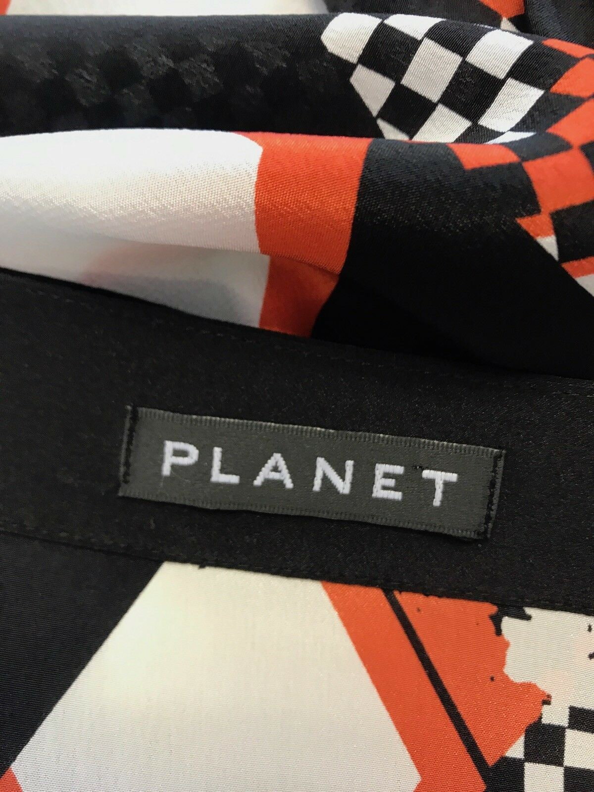 Planet Orange, Black & Ivory Pure Silk Tunic Dress UK 10 US 6 EU 38 Timeless Fashions