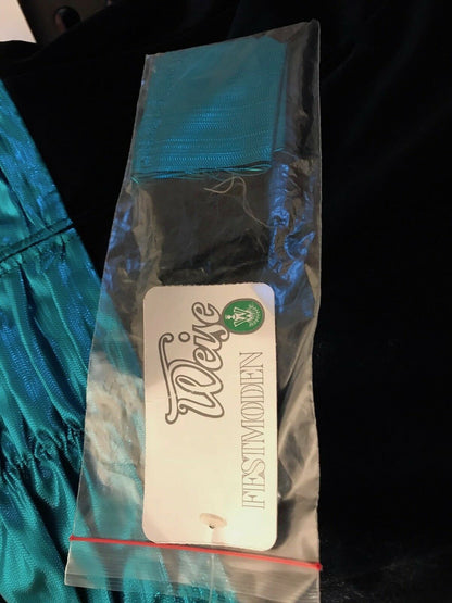 Weise Festmoden Women's Vintage Turquoise & Black Velvet Dress UK 12 US 8 EU 40 Timeless Fashions