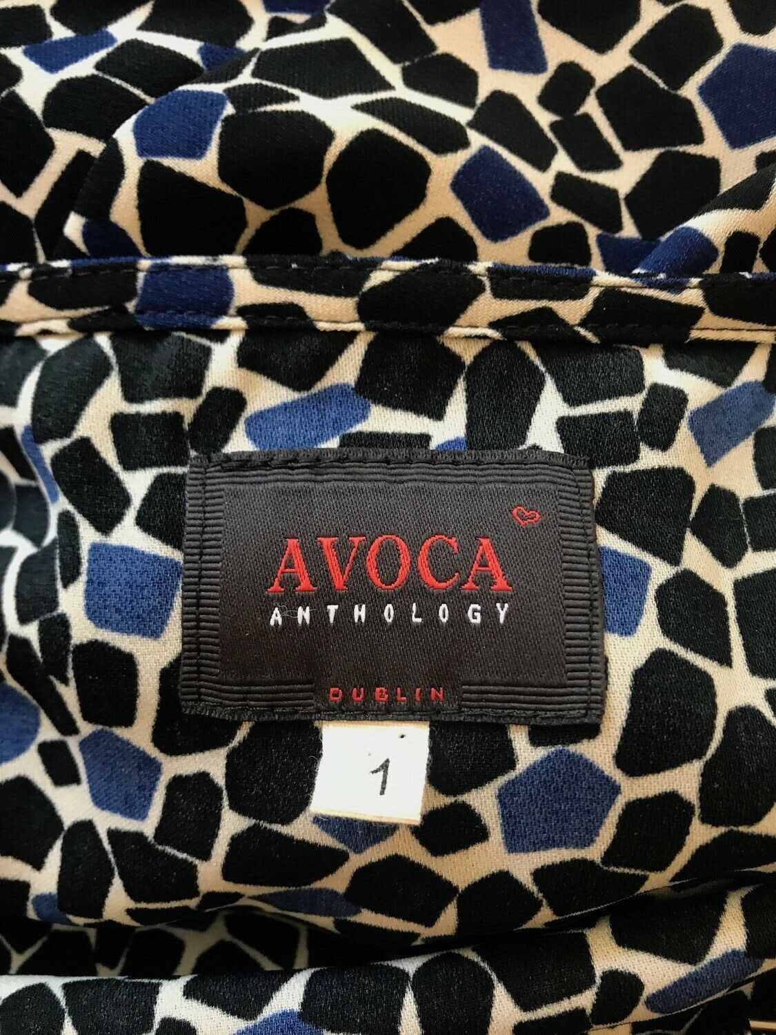 Avoca Anthology Blue & Black Geometric Print Shift Dress UK 8/10 US 4/6 EU 36/38 Timeless Fashions