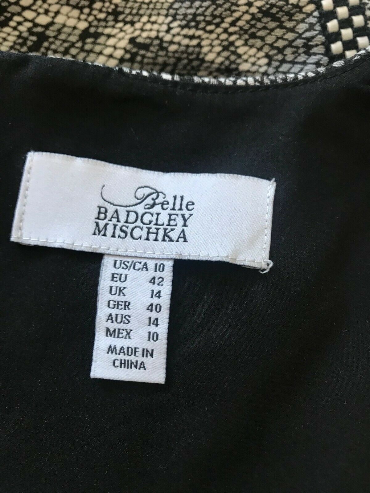 Badgley Mischka Belle Black & White Snakeskin Pencil Dress RRP £228 UK 14 US 10 EU 42 IT 46 Timeless Fashions
