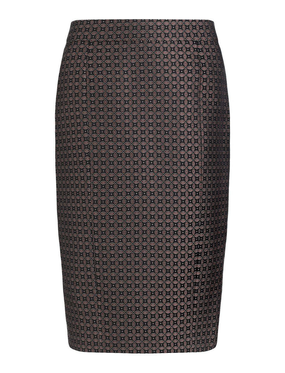 JOSEPH Cravat Jacquard Black Burgundy Pencil Skirt UK 6 US 2 EU 34 BNWT Timeless Fashions