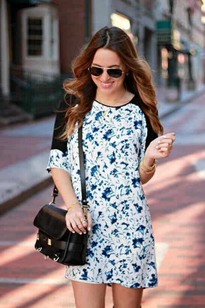 French Connection White Blue Floral Dress UK 6 US 2 EU 34 Timeless Fashions