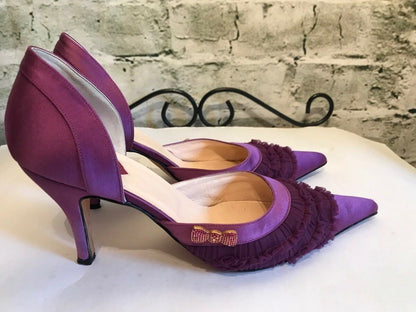 Hobbs magenta satin bow shoes UK 7 US 9.5 EU 41 Timeless Fashions