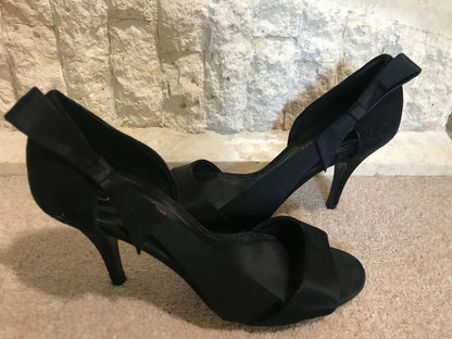 Jones Bootmaker Women's Black Suede Peep Toe Court Shoes UK 7 Timeless Fashions