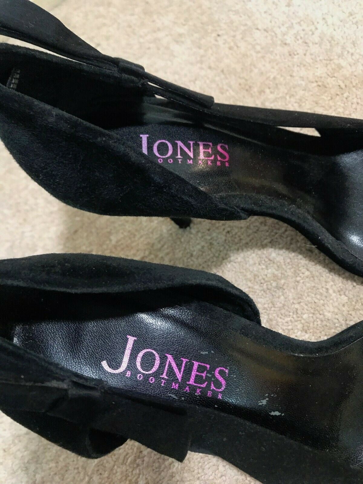 Jones Bootmaker Women's Black Suede Peep Toe Court Shoes UK 7 Timeless Fashions