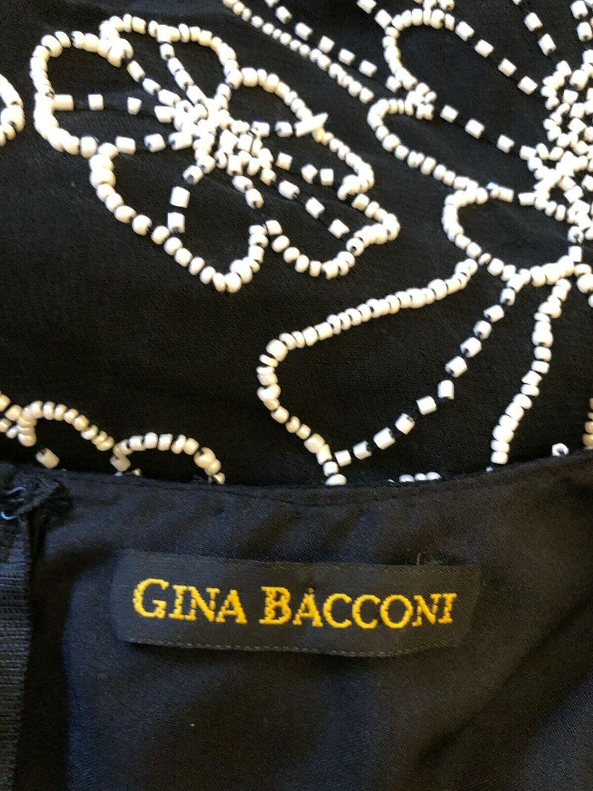 Gina Bacconi Vintage 80's Silk Beaded Black Evening Top UK 12 US 8 EU 40 Timeless Fashions