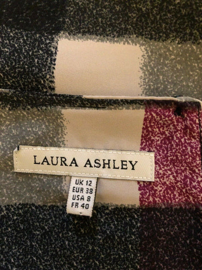 Laura Ashley Abstract Check Cropped Smock Top UK 12 US 8 EU 40 Timeless Fashions