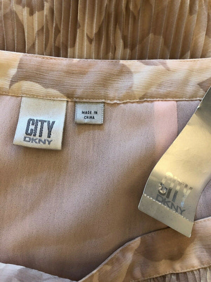 DKNY City Pale Dusky Pink Pleated Floral Skirt UK 12 US 8 EU 40 Timeless Fashions