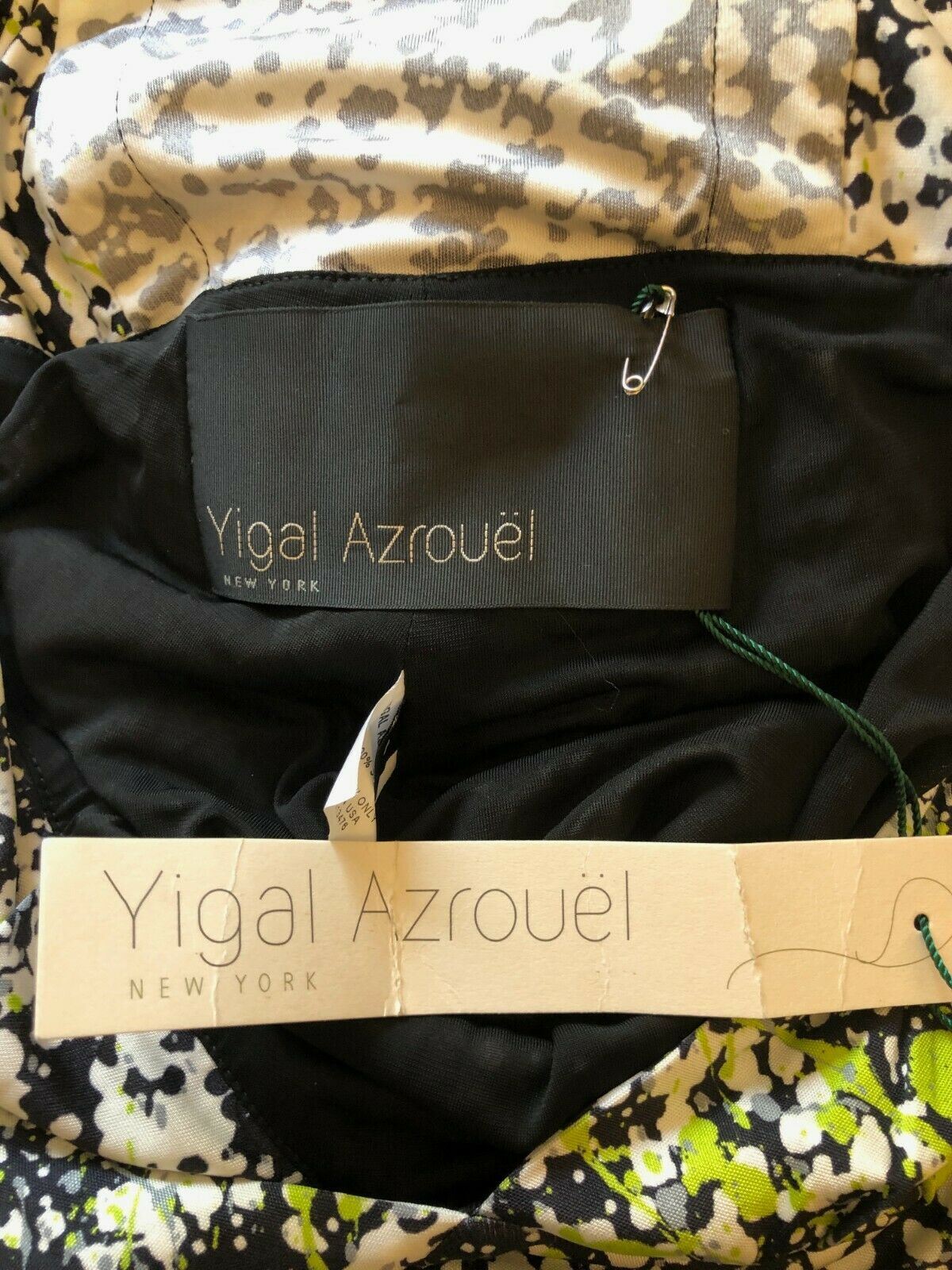 Yigal Azrouel Black, Ivory & Lime Green Silk Maxi Dress UK 8 US 4 EU 36 ﻿RRP £890 Timeless Fashions