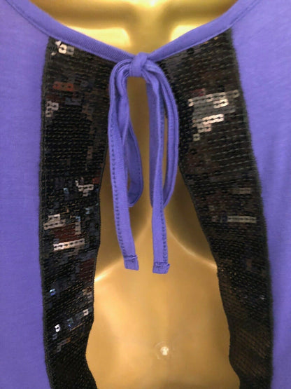 Tom Wolfe Big Flower Backless Purple Top UK 12 Timeless Fashions