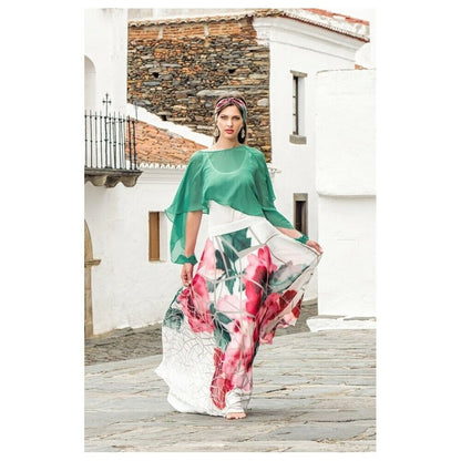 Michaela Louisa Green Cropped Chiffon Cape One Size Timeless Fashions