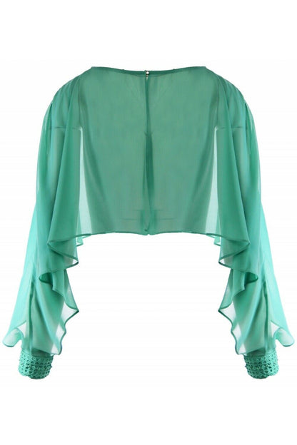 Michaela Louisa Green Cropped Chiffon Cape One Size Timeless Fashions