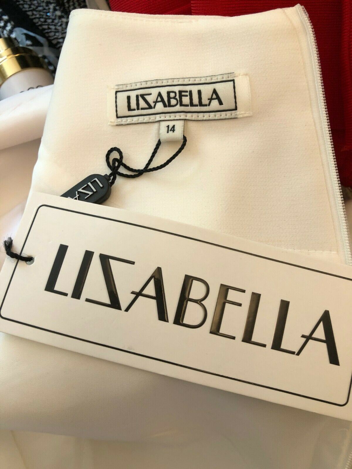 Lizabella White Pencil Dress With Floral Chiffon Overlay UK 14 US 10 EU 42 BNWT Timeless Fashions