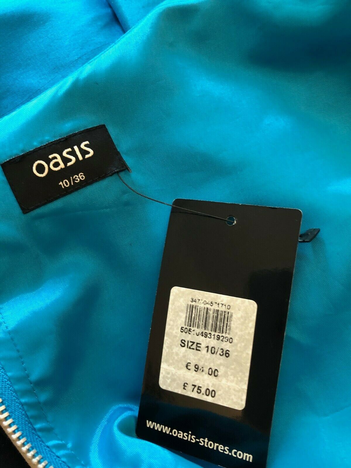 Oasis Turquoise Silk Mini Dress UK 10 US 6 EU 38 BNWT RRP £75 Timeless Fashions