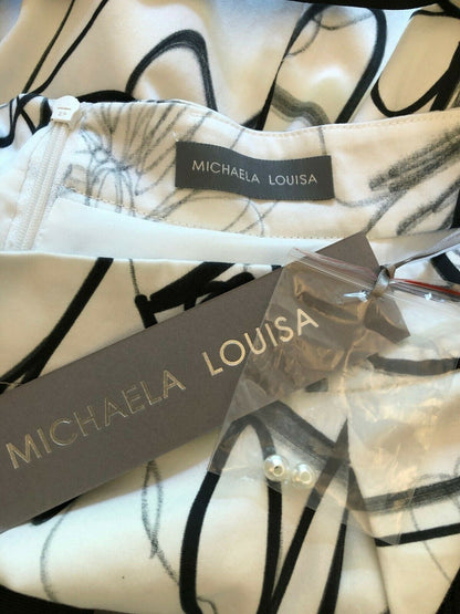 Michaela Louisa Black & White Full Belted Skirt UK 16 US 12 EU 44 Timeless Fashions