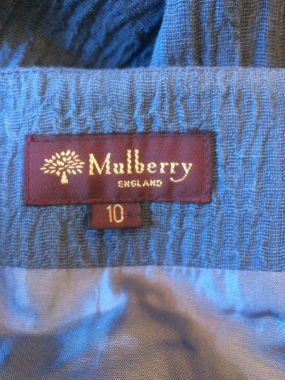 Mulberry Blue Long Textured Wrap Linen & Cotton Skirt UK 10 US 6 EU 38 Timeless Fashions