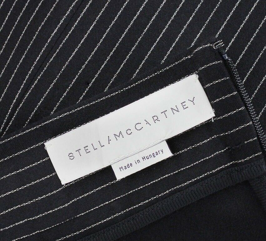 Stella McCartney Womens Black Pinstripe Godet Pleat Skirt UK 12 US 8 EU 40 RRP £655 Timeless Fashions