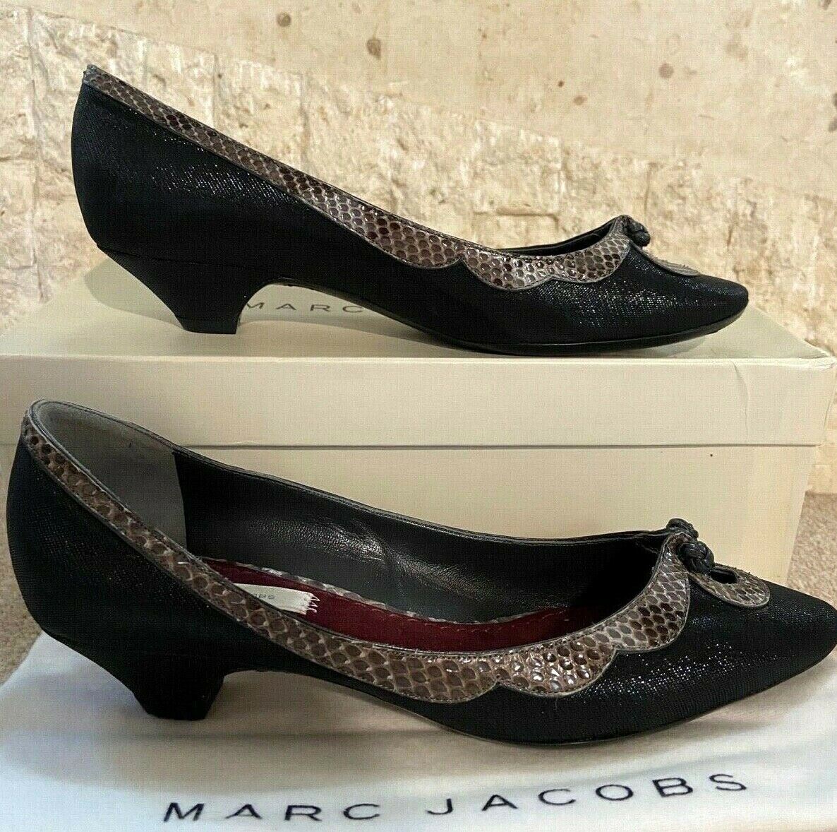 Marc Jacobs Black Low Heeled Toe Cut Out Slipper Court Shoes UK 3.5 US 6 EU 36 Timeless Fashions