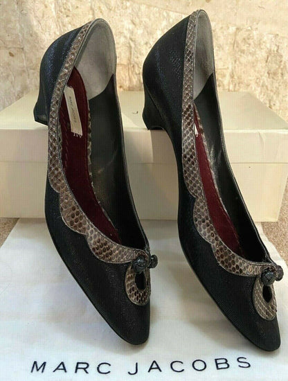 Marc Jacobs Black Low Heeled Toe Cut Out Slipper Court Shoes UK 3.5 US 6 EU 36 Timeless Fashions