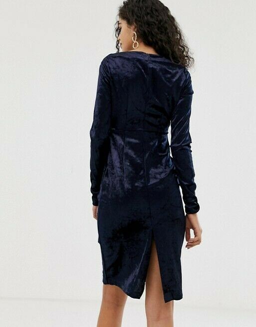 Vero Moda Womens Tall Square Neck Navy Velvet Bodycon Mini Dress UK 10 Timeless Fashions