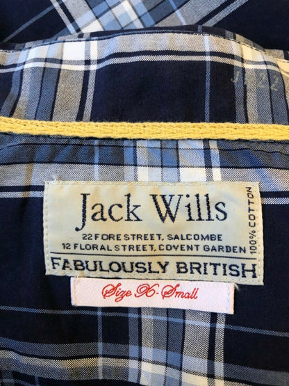 Jack Wills Men's Blue & White Check Cotton Long Sleeve Shirt Size XS Timeless Fashions
