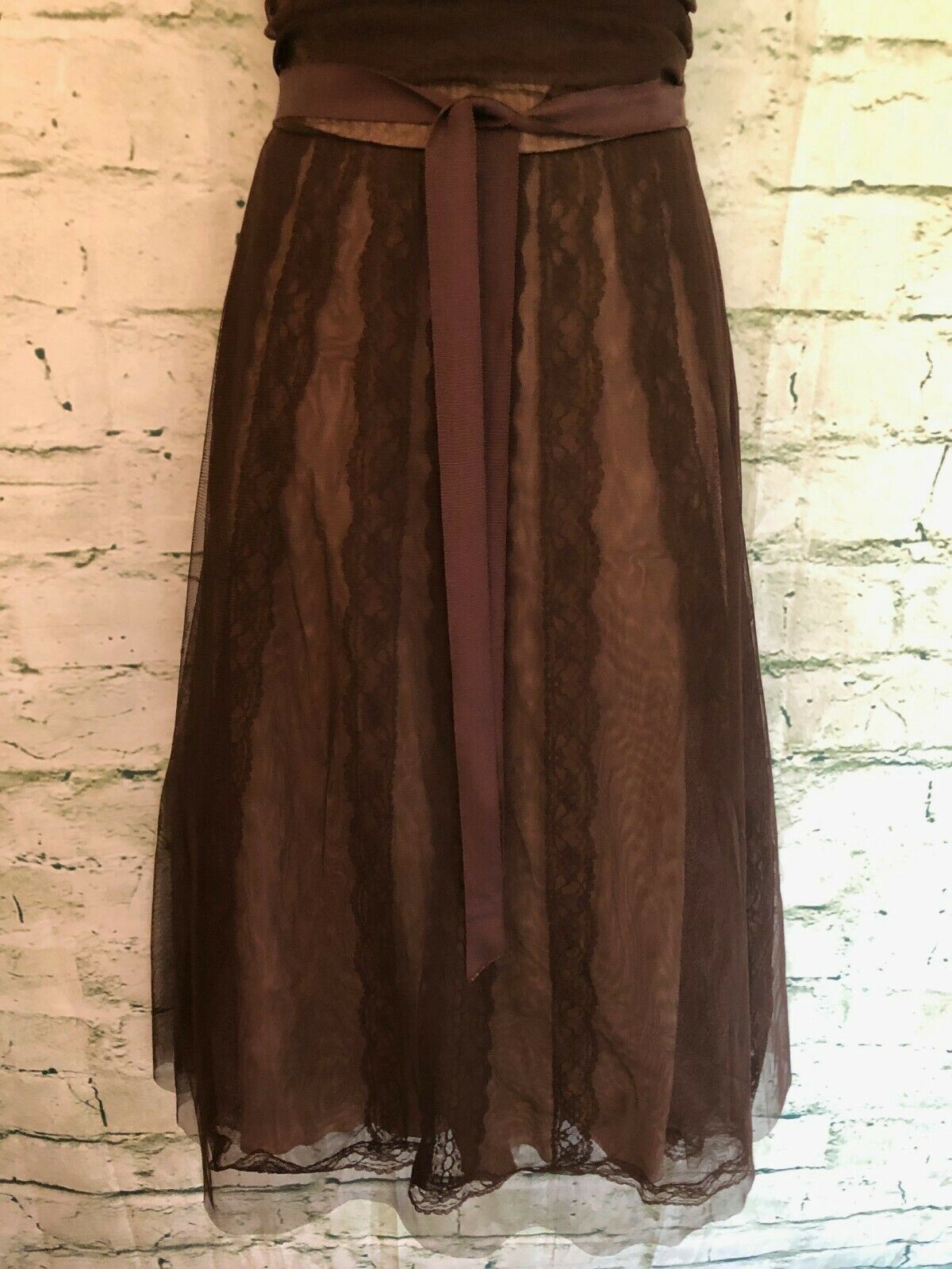 BCBG MAXAZRIA Brown Tulle Fit & Flare Strapless Cocktail Dress UK 10 US 6 EU 38 Timeless Fashions