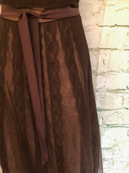 BCBG MAXAZRIA Brown Tulle Fit & Flare Strapless Cocktail Dress UK 10 US 6 EU 38 Timeless Fashions