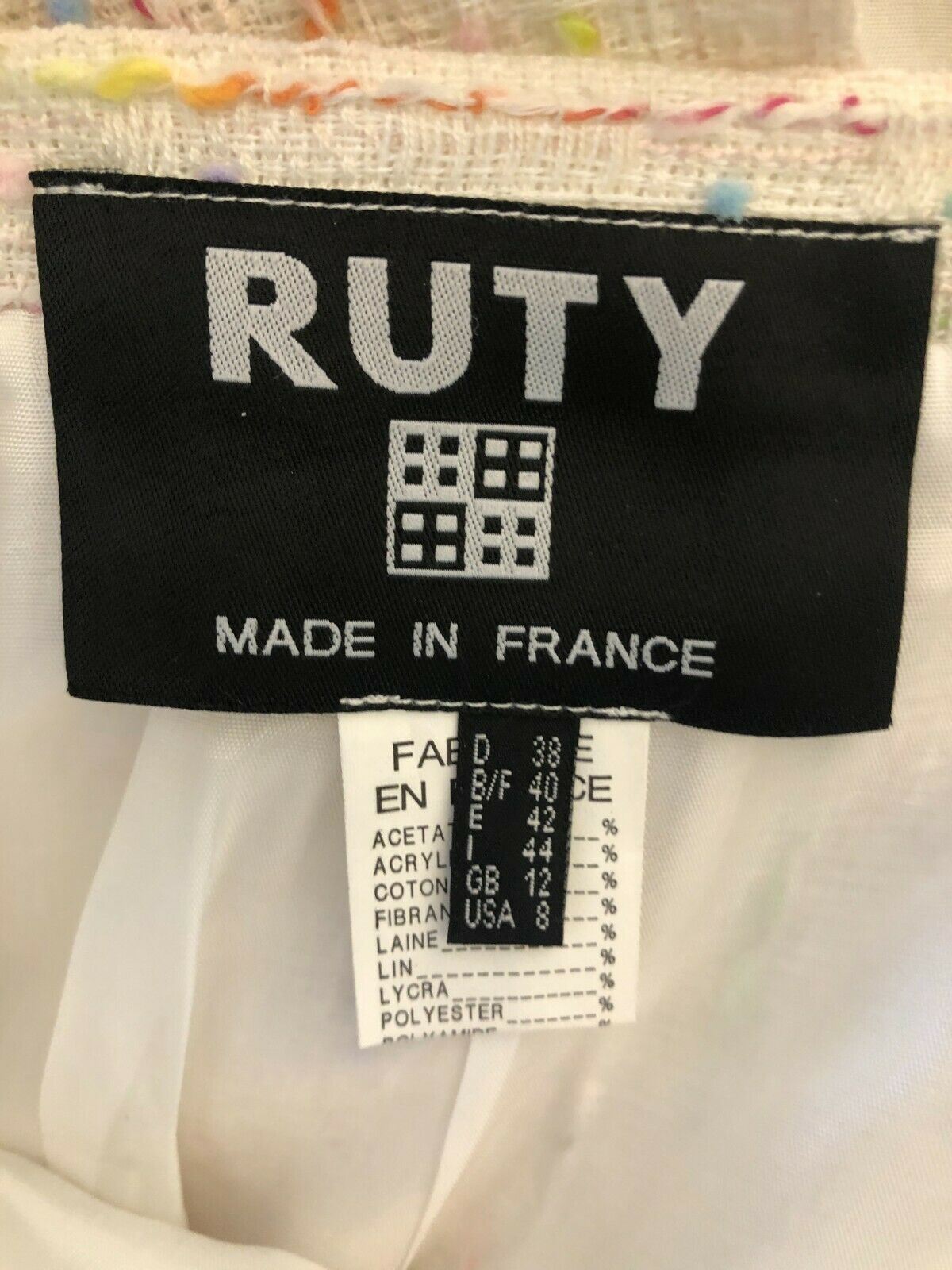 RUTY Paris White & Multicoloured Fleck Tweed Midi Pencil Skirt UK 10/12 US 6/8 EU 38/40 IT 42 BNWT RRP £149 Timeless Fashions