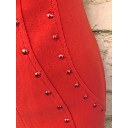 Tenax Red Studded Bodycon Sleeveless Dress UK 8 US 4 EU 36 IT 40 RRP £230.00 Timeless Fashions