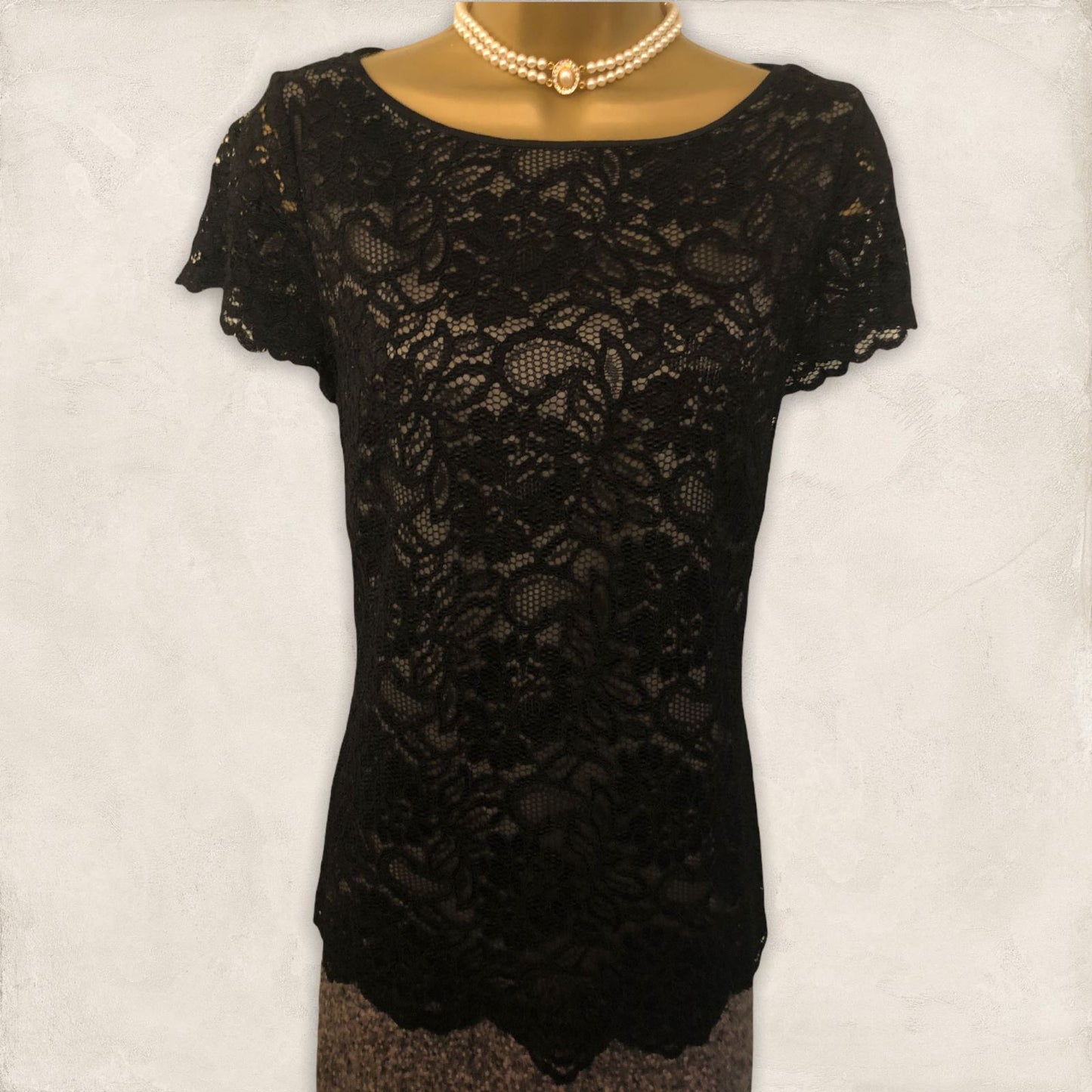 Marc Cain Ladies Black Lace & Wool Cap Sleeve Dress UK 10 US 6 EU 38 Timeless Fashions
